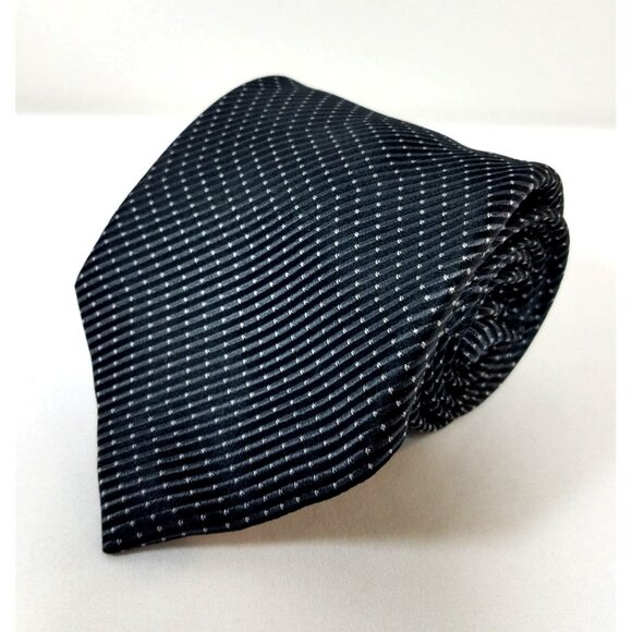 Kenneth Cole Reaction Mens Necktie Silk black micro check tie - Picture 6 of 6